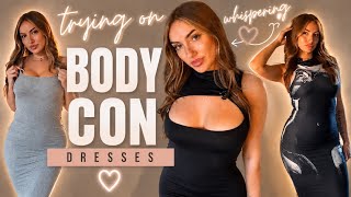 Trying On BODYCON Dresses… But I’m Whispering 👀🤫 | ASMR Try On