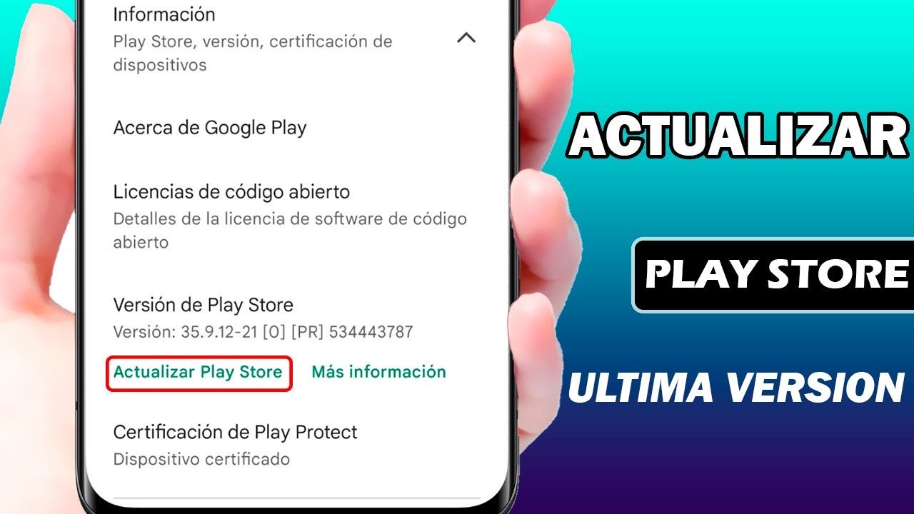 COMO ACTUALIZAR PLAY STORE A LA ULTIMA VERSIÓN - YouTube