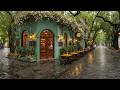 Peaceful Rainy Café Street Corner With Relaxing Jazz Playlist Rainy Sounds For Work Deep Focus