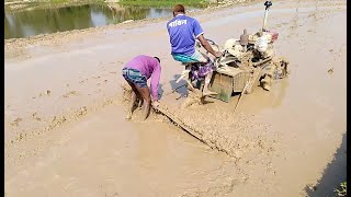 power tiller in mud land how to cultivate muddy land by tos  vlogs by The Tos vlogs 1,124 views 1 year ago 3 minutes, 45 seconds