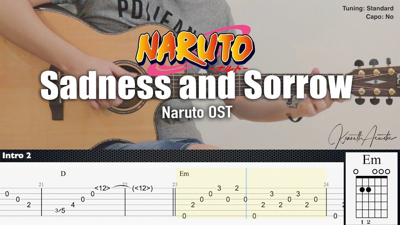 Sad tabs. Sadness and Sorrow Guitar Tab. Наруто Sadness and Sorrow табы для гитары. Naruto Sorrow and Sadness табы. Наруто на гитаре.