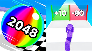 Ball Run 2048 vs Snake Run Race - All Levels Gameplay (ios Android) Satisfying Games