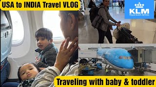 Flight travel with baby and toddler/ USA 🇺🇸 TO INDIA 🇮🇳 TRAVEL VLOG/KLM Airlines/ USA Tamil vlog