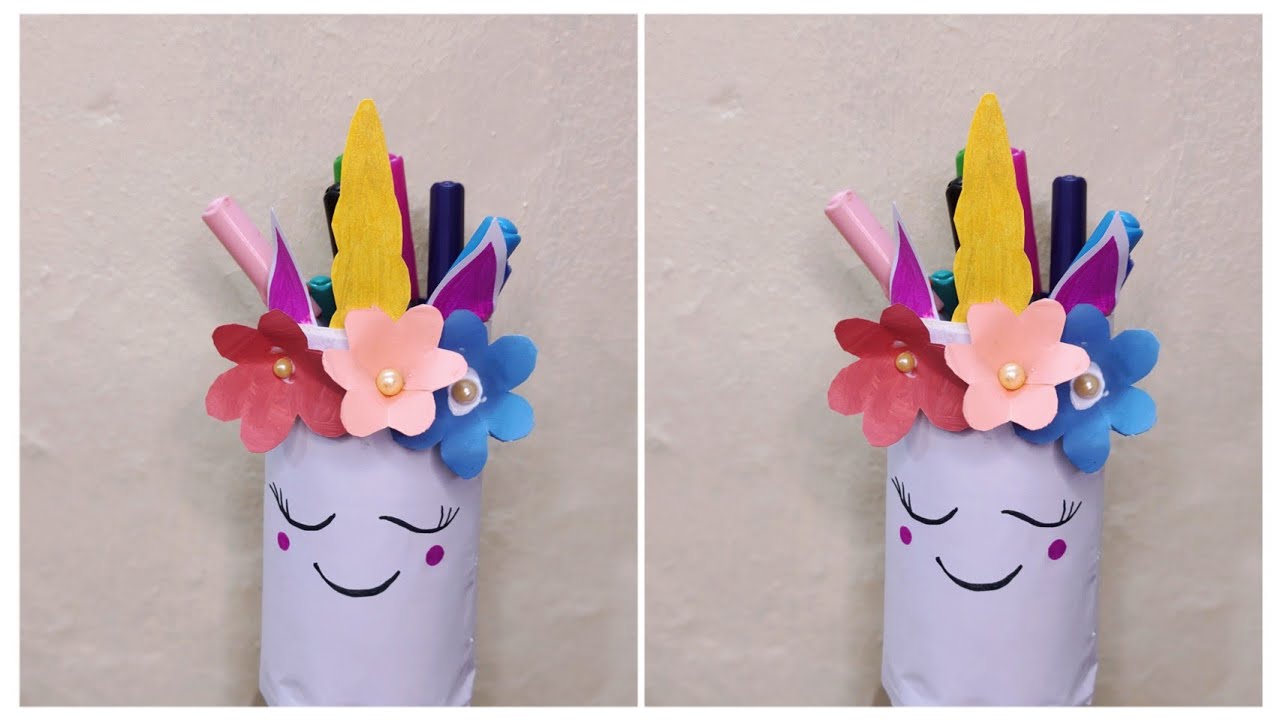 How To Make A Unicorn Pencil Holder ll Unicorn Pencil Holder YouTube