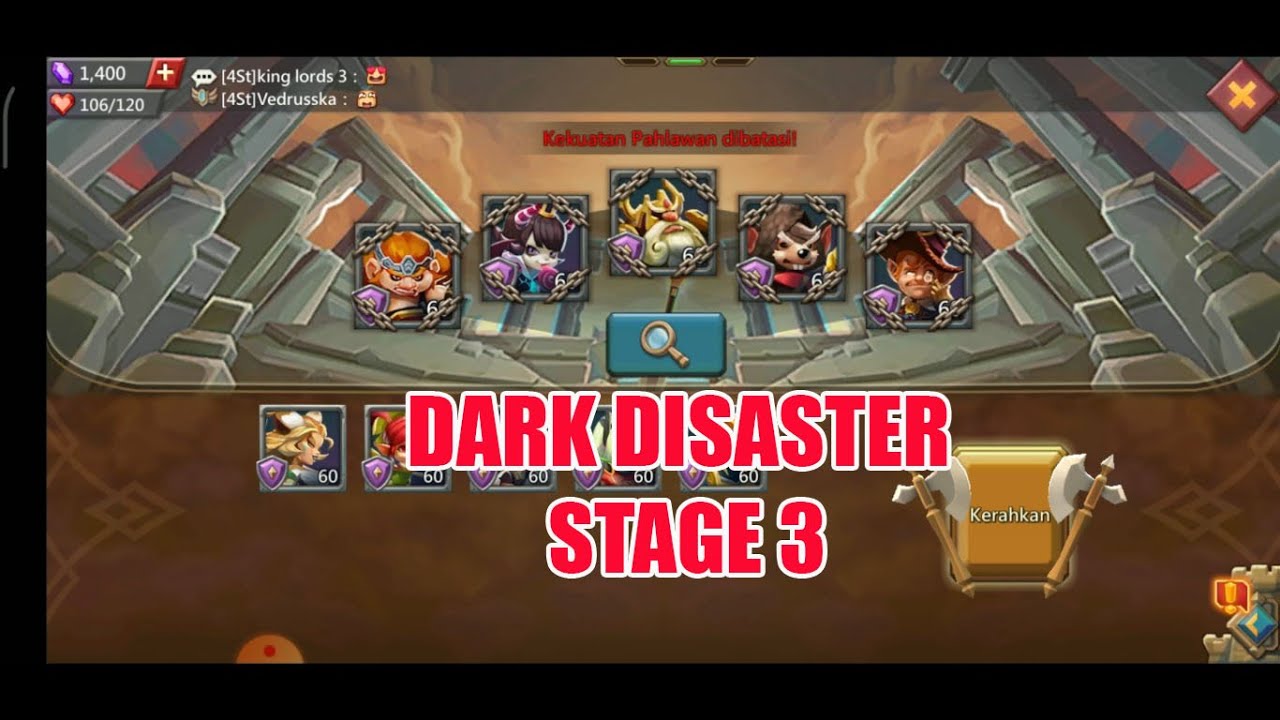 TANTANGAN TERBATAS : DARK DISASTER STAGE 3 - LORDS MOBILE [KHUSUS AKUN BARU]