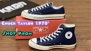 CONVERSE CHUCK TAYLOR FIRST STRING 1970’ RECYCLED RPET NAVY ราคา 2,800-3,000. ผ้าใบสีกรม