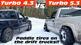 i put PADDLE TIRES on both my DRIFT TRUCKS!! We STRAIGHT SENT them in the SNOW.. by Life on limiter 190,001 views 1 year ago 12 minutes, 26 seconds