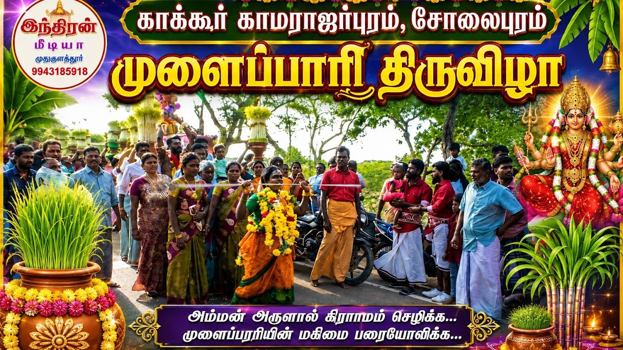 காக்கூர் காமராஜர்புரம், சோலைபுரம் கிராமத்தில் நடைபெற்ற முளைப்பாரி திருவிழா ஊர்வலம் 