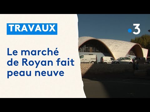 This France 3 report follows the temporary move of Royan’s covered market during works and identifies local butchers, a municipal market representative and the merchants’ association among its interviewees. Its value is the everyday perspective: the central market is not only a striking 1950s structure but also a place of work and exchange. Because the report was made in 2023, its construction details describe that period; check the current market page for today’s opening arrangements.