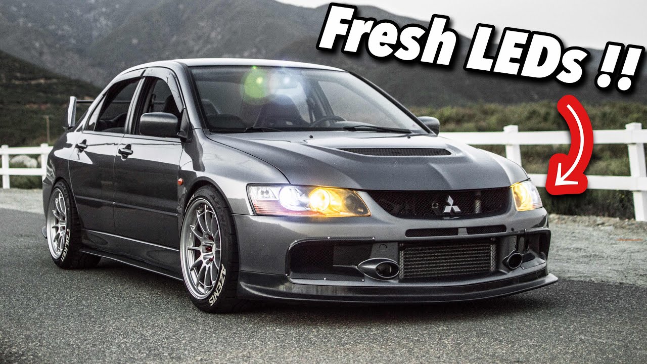 HOW TO: Mitsubishi Evo Headlight LED Install! (SO BRIGHT) - YouTube