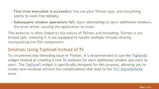How to Handle Tcl_AsyncDelete: async handler deleted by the wrong thread Error in Tkinter