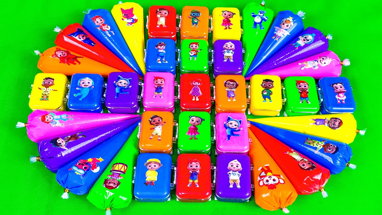 Cocomelon Slime 🌈 Searching for Hidden Piping Bags & Suitcase with JJ & Pinkfong! Satisfying ASMR
