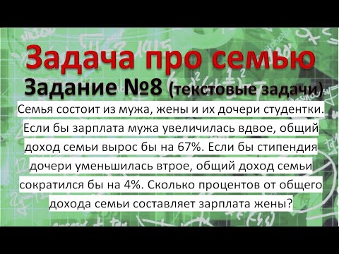 Текстовая задача про СЕМЬЮ Задание 8 ЕГЭ профильная математика №99568 с Решуегэ