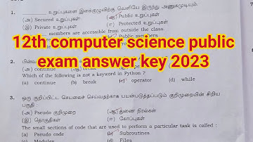 12th computer science public exam answer key 2023