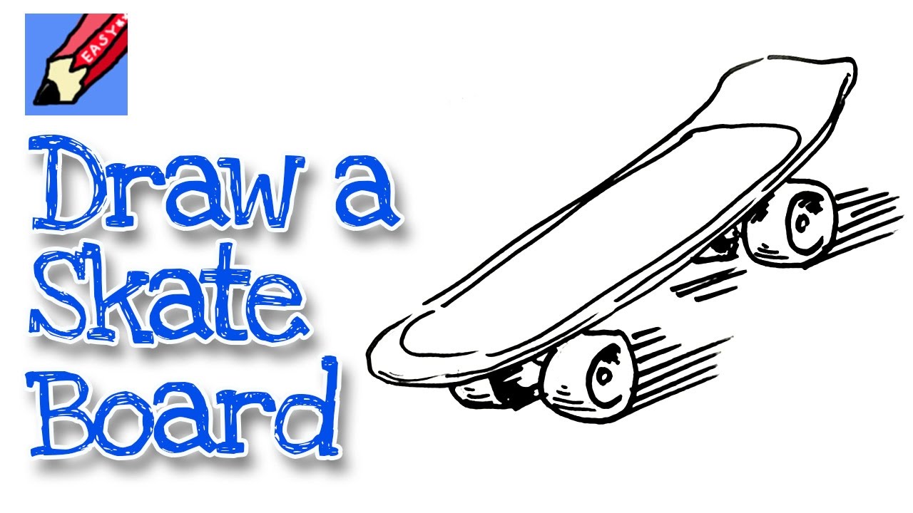 How to draw a Skateboard Real Easy Step by Step with