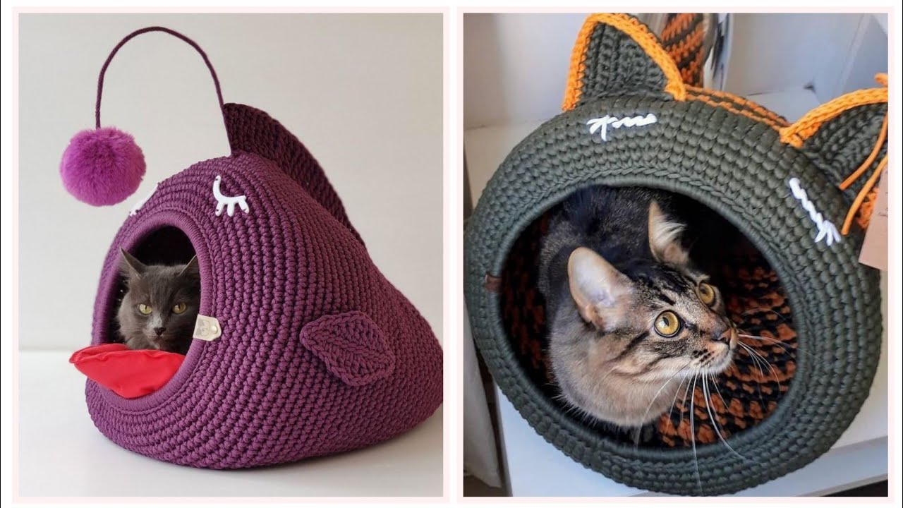 Fabulous Crocheting Work Hand Made Knitting Cat Bed, House Ideas For