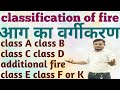 |Classification of fire | आग का वर्गीकरण | class A class B class C class D | class E class F or K