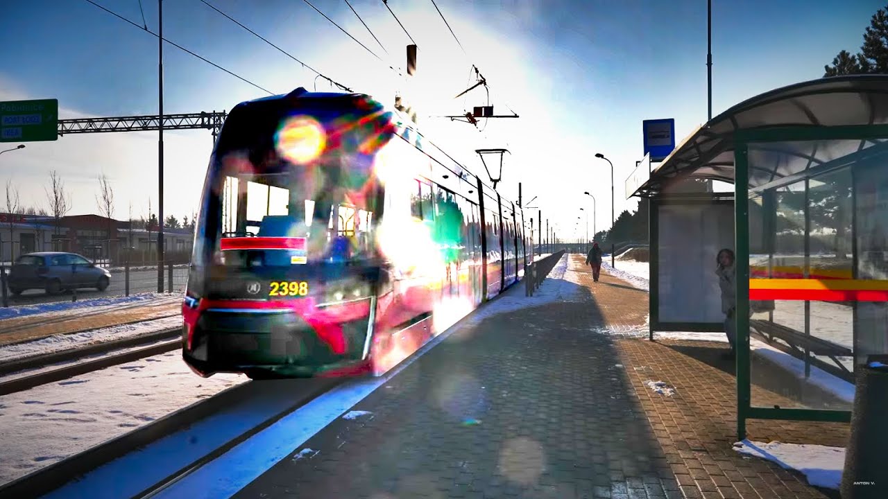 Poland, Łódź, tram 11 ride from Żwirki to Długa