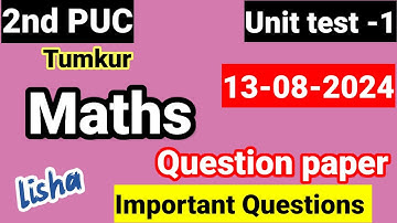 2nd puc Maths unit test 1 question paper 2024 first test important questions fix questions kseab