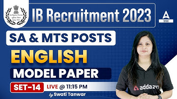 IB Security Assistant & MTS | English by Swati Tanwar | Model Paper 14