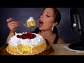 ASMR MUKBANG Strawberry Crunch Cake (big bites!)