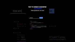 Text to Speech Converter using JavaScript #html#javascript#coding#shorts