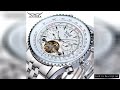 Jaragar Classic Tourbillon Men Mechanical Watch White Automatic Calendar Big Dial Stainless Steel Ba