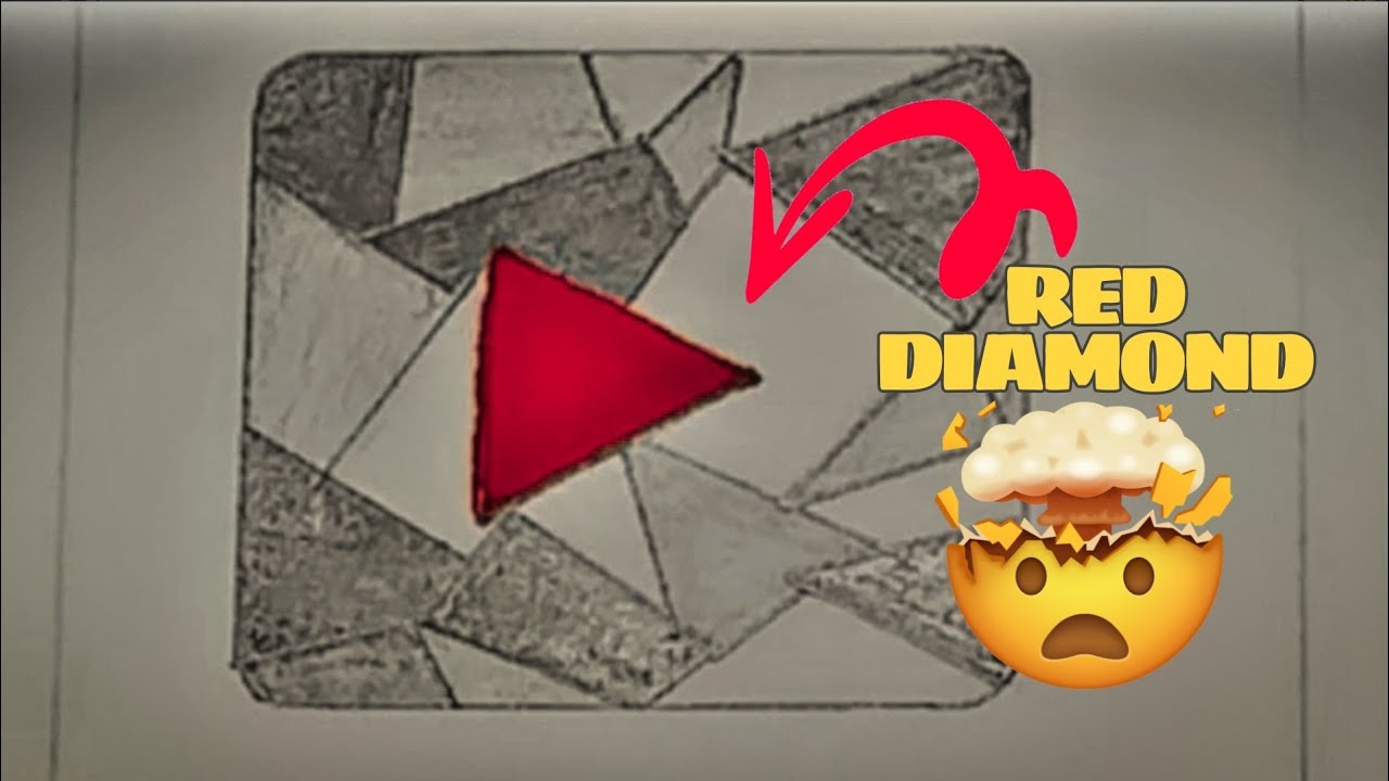 How to draw YouTube Play button RED DIAMOND 💎♦️ 100M Subscribe 😬|| Easy ...