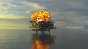 Houdini Oil Rig explosion, CGI mantra render VFX