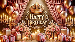 Royal Happy Birthday Background Video | Luxury Crown Theme Birthday Decoration | 8 Hours Static #hbd