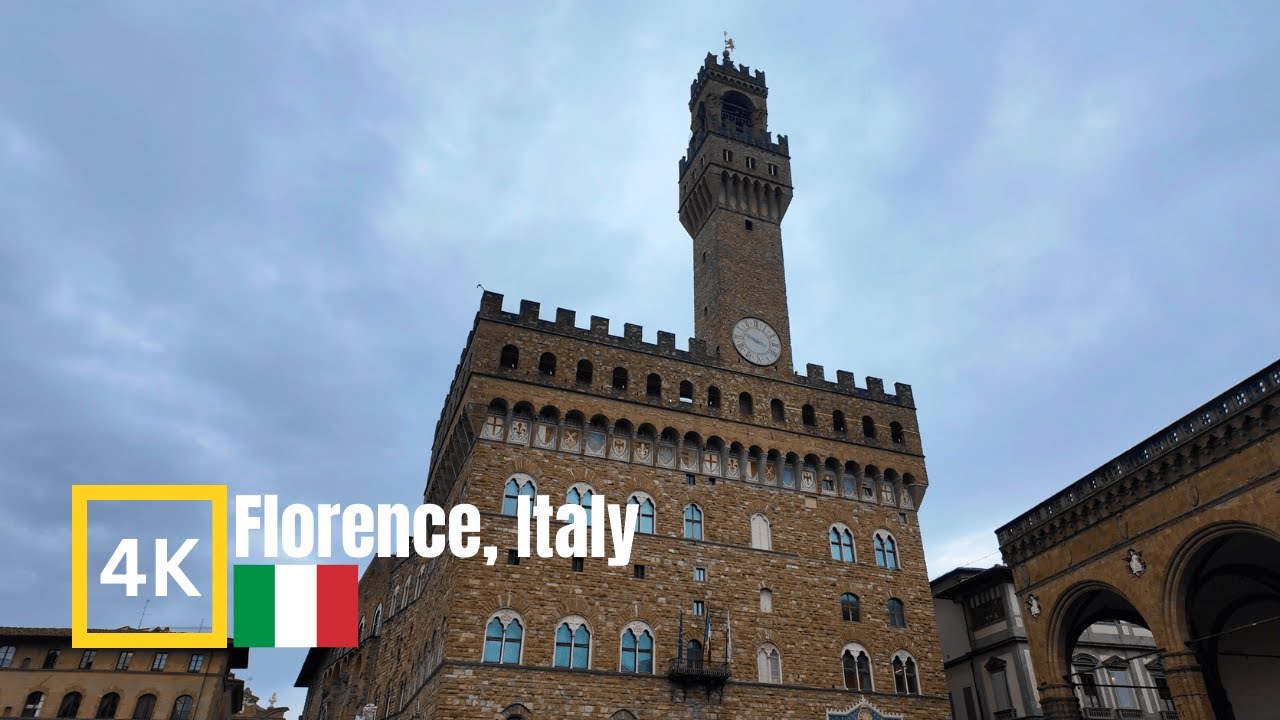 Florence Italy Walking Tour 4K 🇮🇹 Piazza della Signoria and Via dei Calzaiuoli