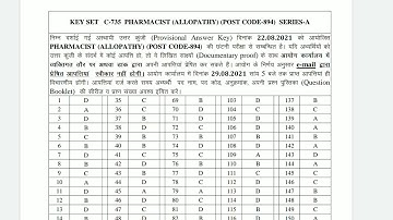 HPSSC Hamirpur Provisional AnswerKey of Traffic Inspector 819 Post Code 894 Pharmacist Allopathy