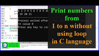 C program to print 1 to N without using loop | Recursion screenshot 5