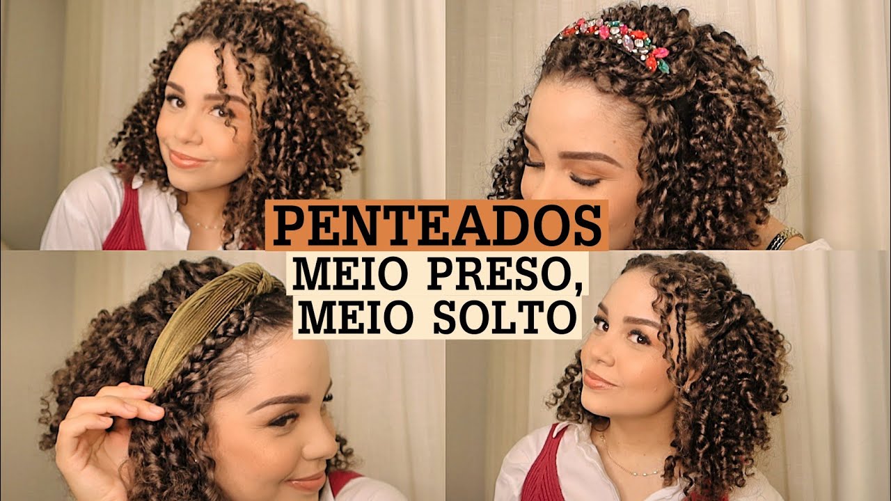 Penteados fáceis MEIO PRESO para cabelos cacheados ✨ - thptnganamst.edu.vn