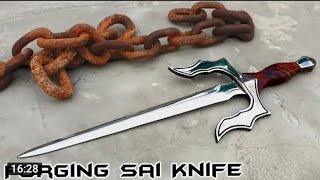 Forging SAI KNIFE out of Rusted Iron CHAIN1080P HD
