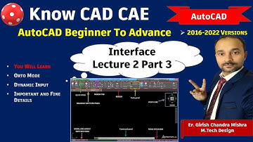 AutoCAD Foundation Course Lecture 2 Part-3 | Dynamic Input OrthoMode| Interface #knowcadcae