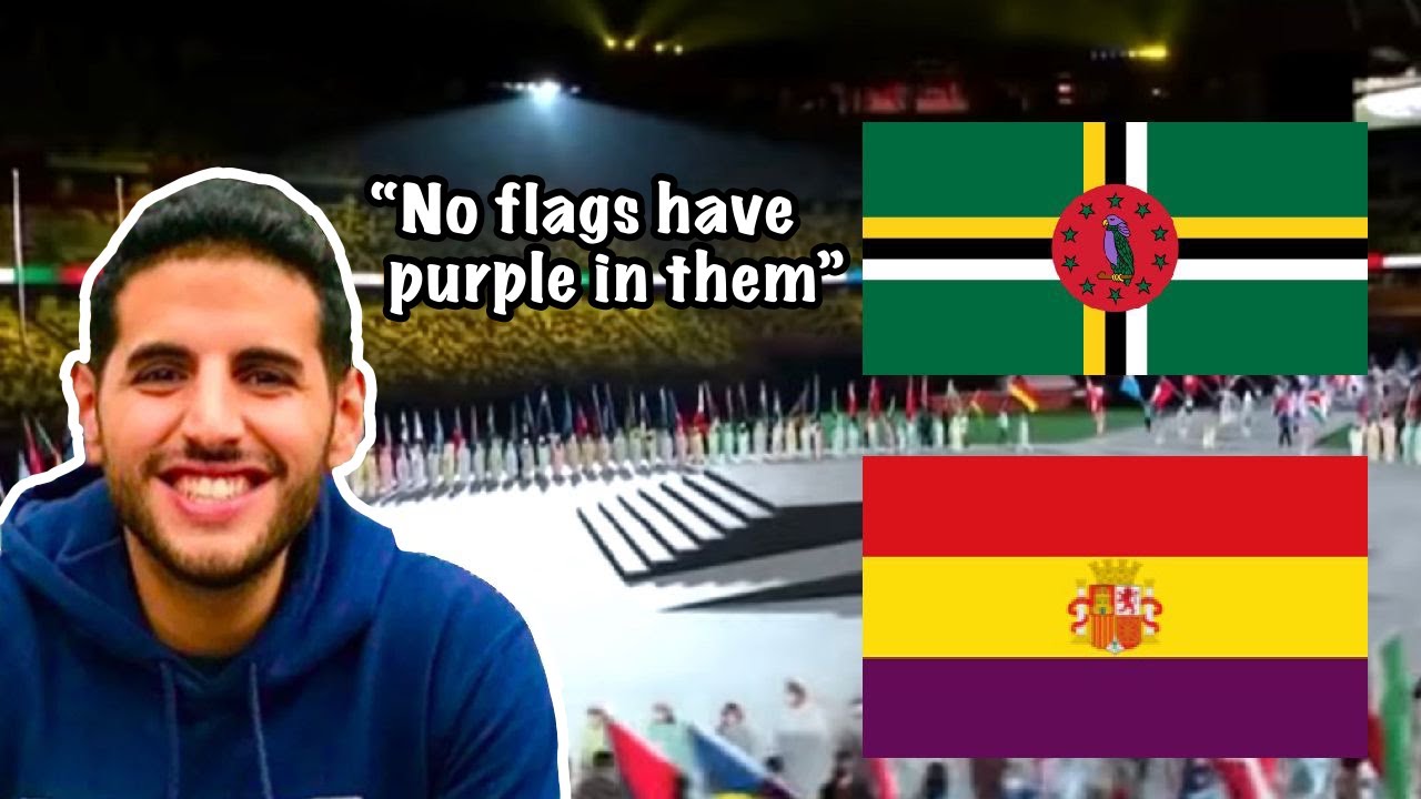 There ARE flags with purple on them…. 🇩🇲🇳🇮