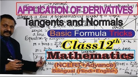 Class 12th Mathematics ||Tangents & Normals || Basic+Exercises