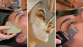 ASMR SPA FACIAL: CLOGGED PORES, HAIR BRUSHING, TAPPING... COMMENT FOR FREE SKINCARE