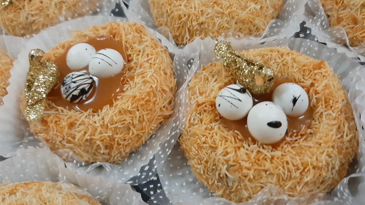 حلويات العيد و الأفراح حلوة عش البلبل بالقطايف حلوى طرية من الداخل و مقرمشة من برا جد لذيذة