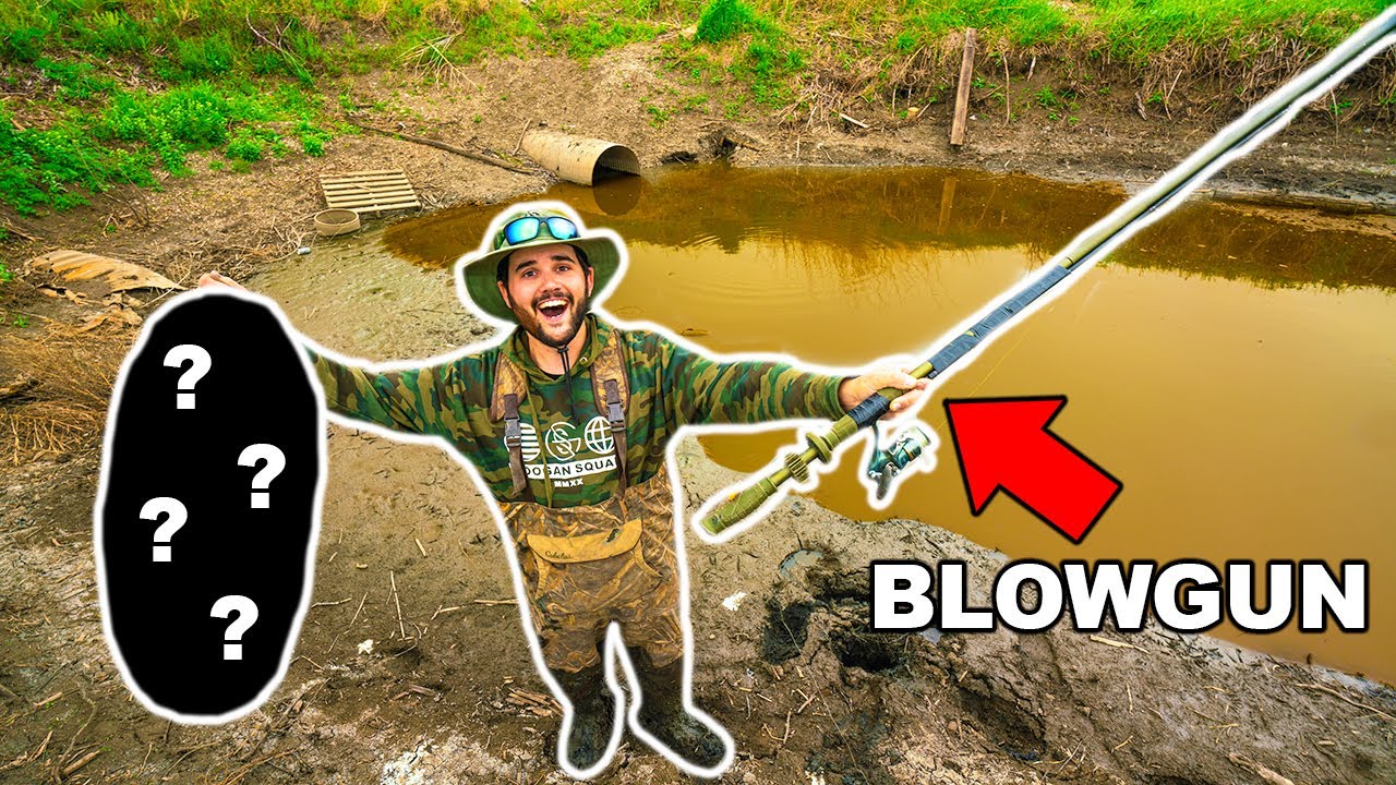 Fishing with HOMEMADE BLOWDART in NASTY SEWER!!! (Lucky Shot