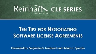 Reinhart Law CLE Series: 10 Tips for Negotiating Software License Agreements Profile