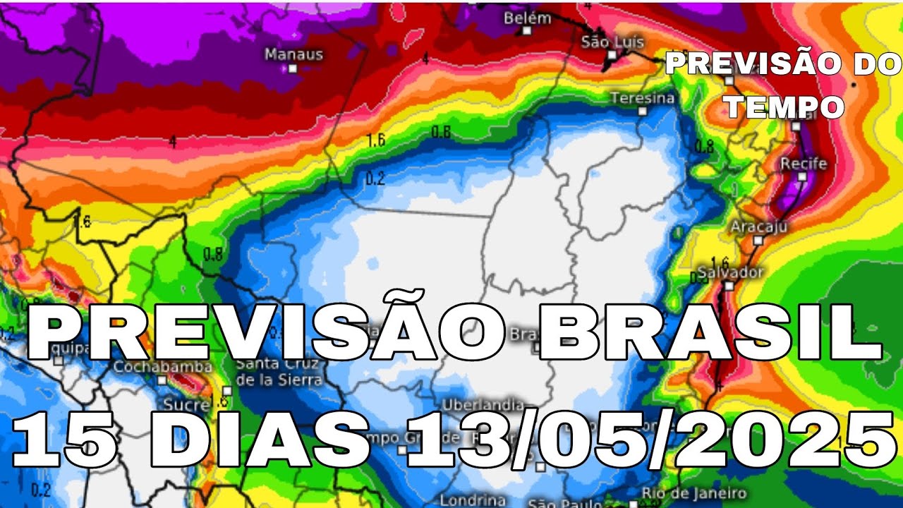 Previsão do tempo no Brasil 15 dias (atualização) 13/05/2025 - YouTube