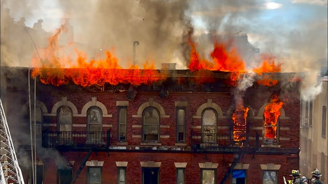 FDNY Bronx 5th Alarm Box 3326 Heavy Fire Throughout a 5 Story Multiple ...