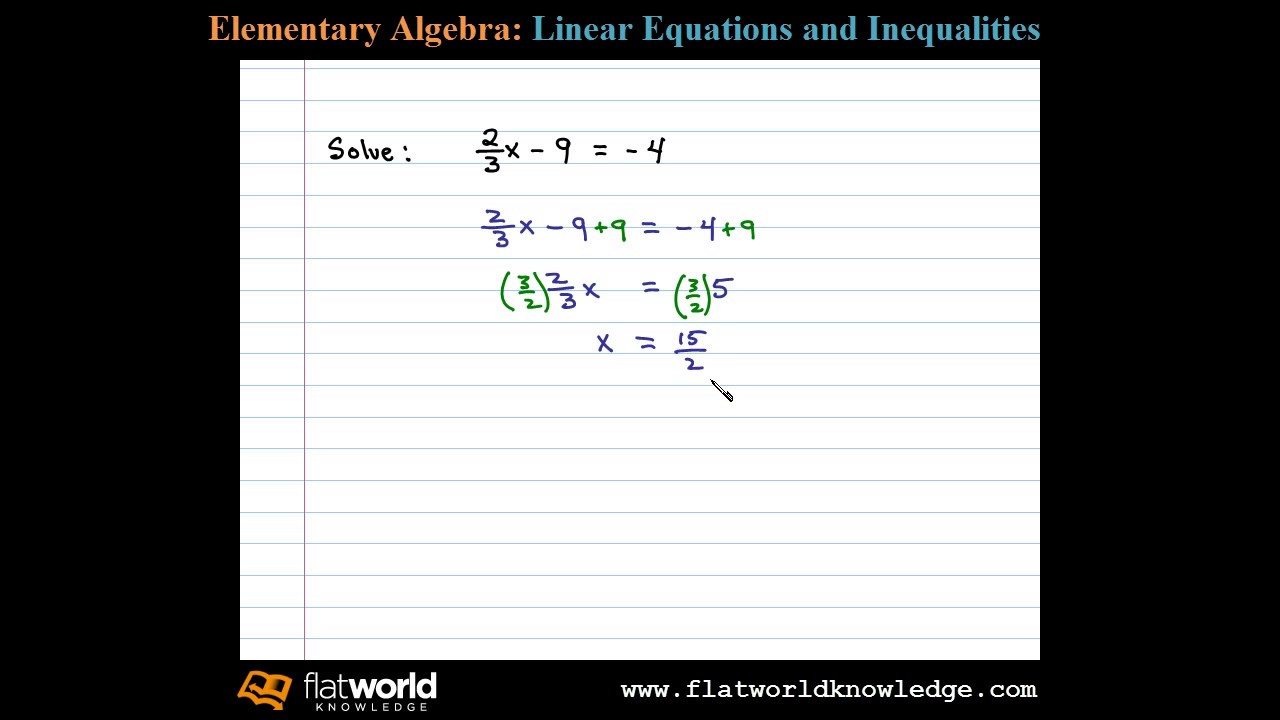 Solve a Linear Equation with Fraction Coefficient - Algebra - fwk