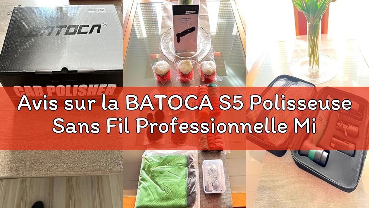 BATOCA S5 Polisseuse Sans Fil Mini Voiture 12V - Modes DA & RO Avec Batteries 2Ah, 6 Vitesses