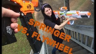 Nerf War Flywheel Gun Vs. Springer Gun. Drac Vs. Draculina