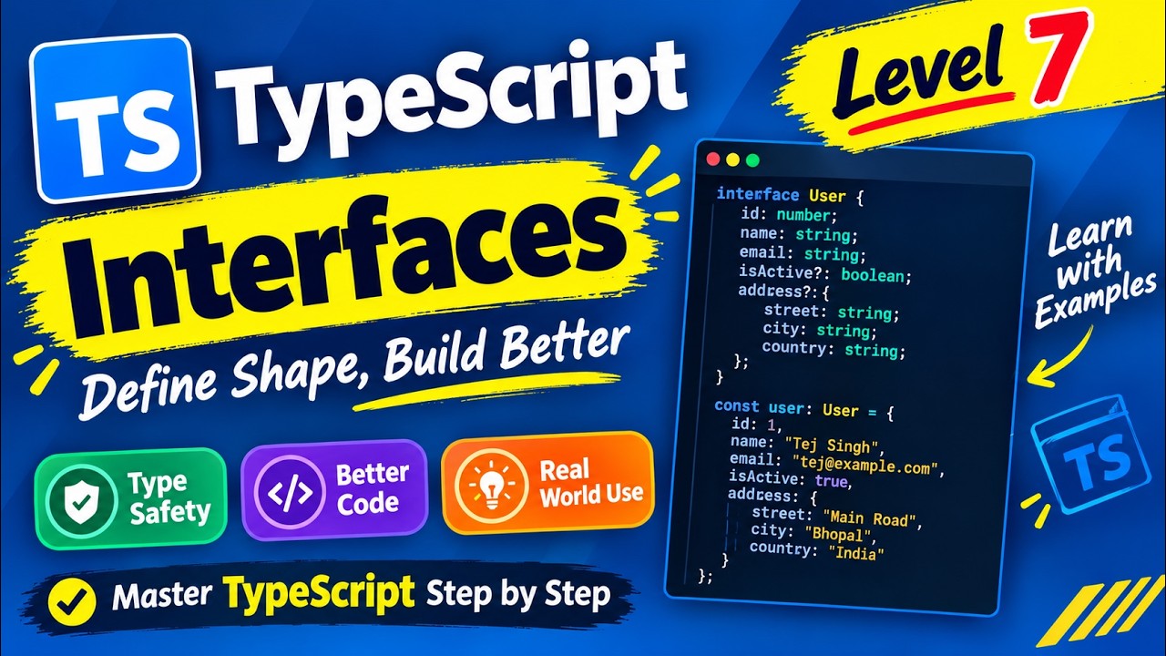 TypeScript Interfaces in Hindi | Level 7 | Complete Guide with Examples ...