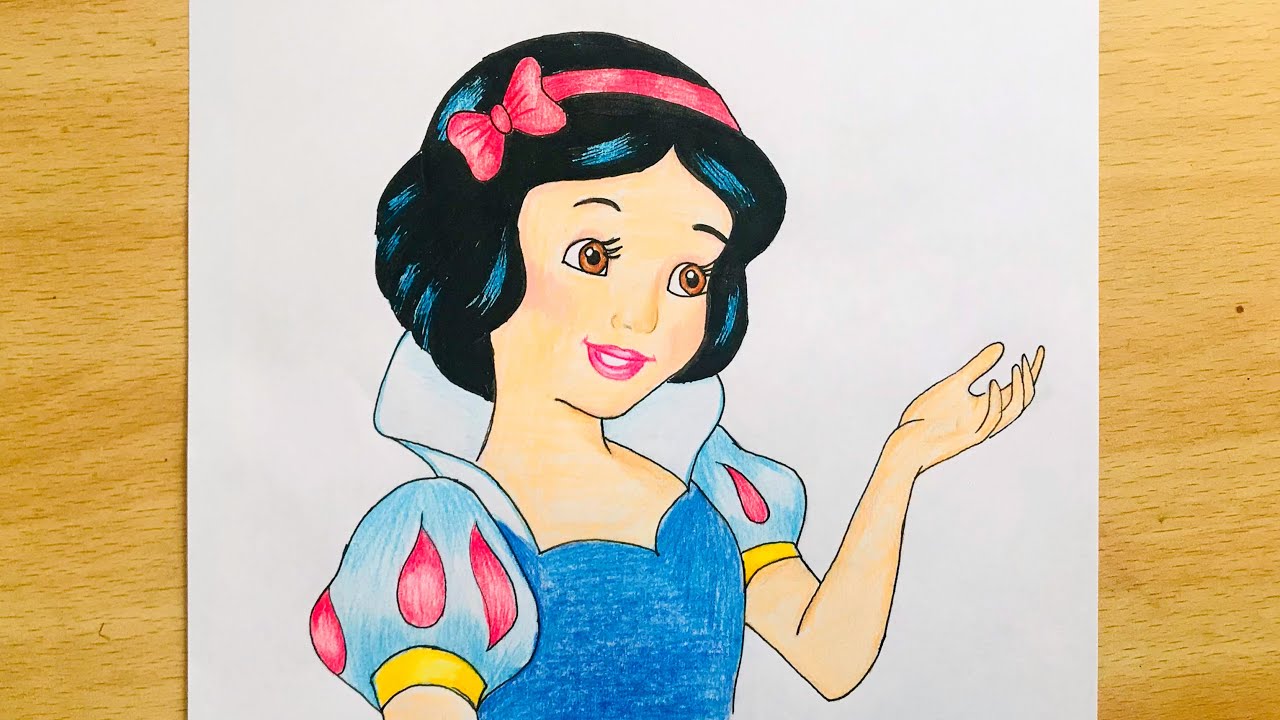 How to Draw Snow White | Disney Princess Drawing | Easy Step by ...
