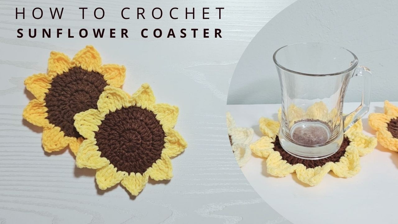 How To Crochet Sunflower Coaster 🌻 Easy Step-by-Step Crochet Pattern ...
